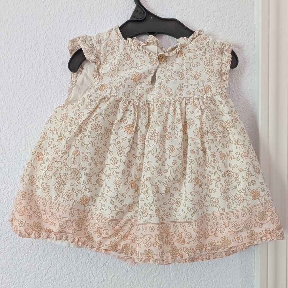 OshKosh B'gosh Cream Dress with Pale Peach Floral Print